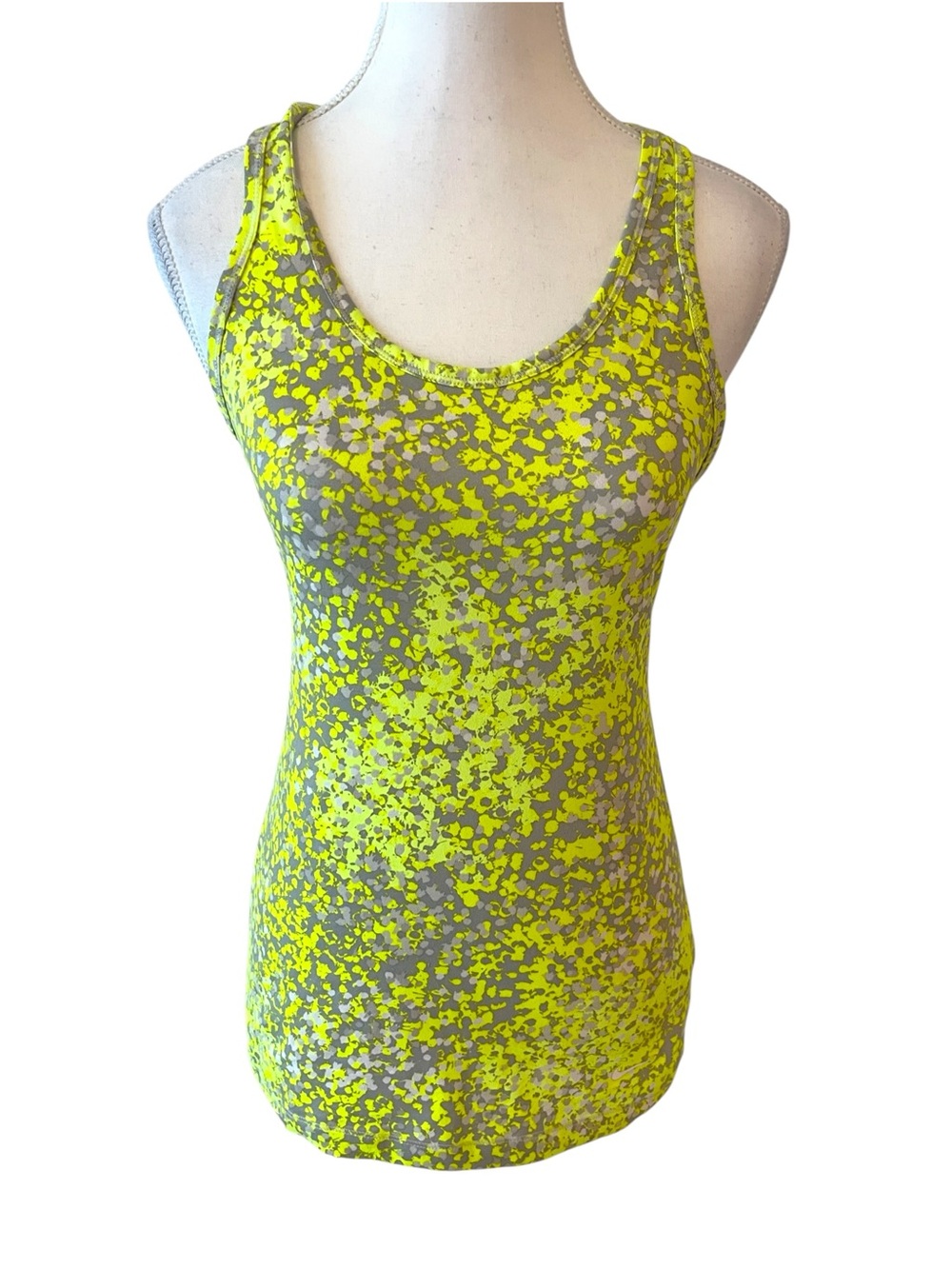 Nike Neon Yellow & Gray Print Dri-Fit Racerback Tank Size Small
